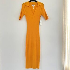 Apiece Apart Polo Ribbed Maxi Dress Small Knit Collared Preppy Bodycon Stretchy
